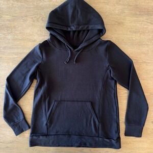 Quince SuperSoft Fleece Maternity & Nursing Hoodie-Zipper Seams-Cozy Black-Sz XS